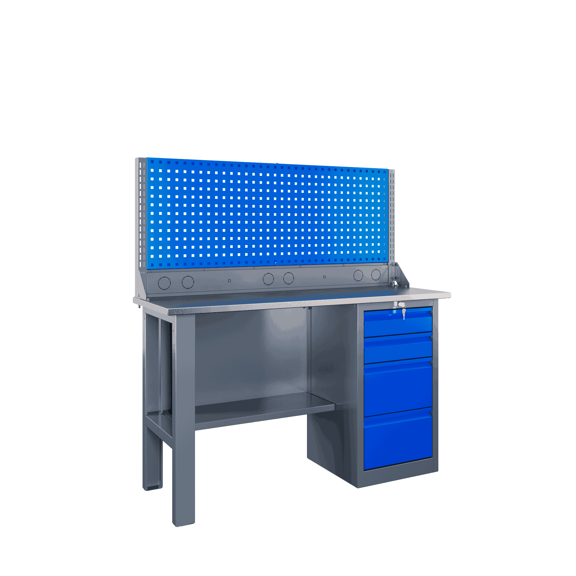 Стол-верстак слесарный однотумбовый, ВхШхГ 1473x1400x500, SLF 141.14.2-1R